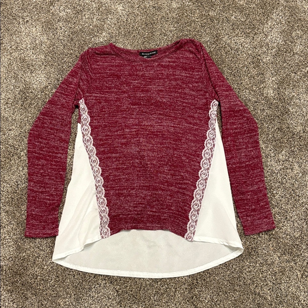 Girls Blush & Bloom Red and White Knit Top Size Large 10/12